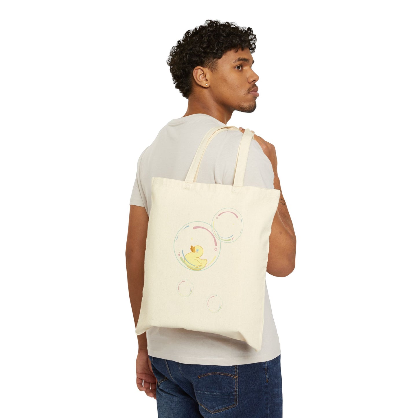 Bubble Duck – Soft Aesthetic Duck Tote Bag for Dreamers & Gentle Vibes