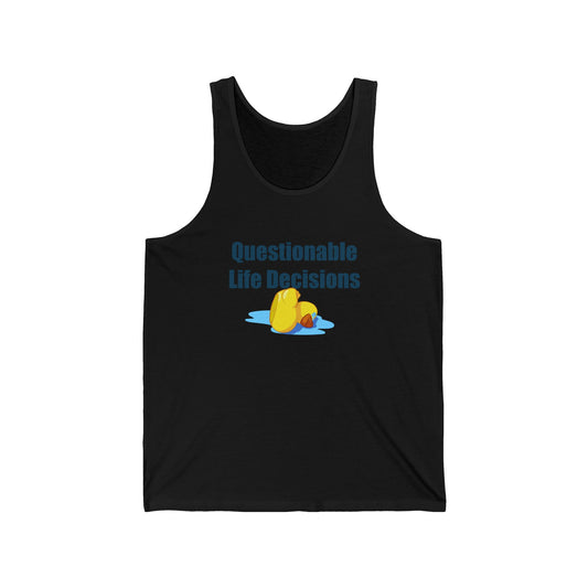 Questionable Life Decisions – Funny Crying Duck Tank Top for Chaotic Summer Vibes