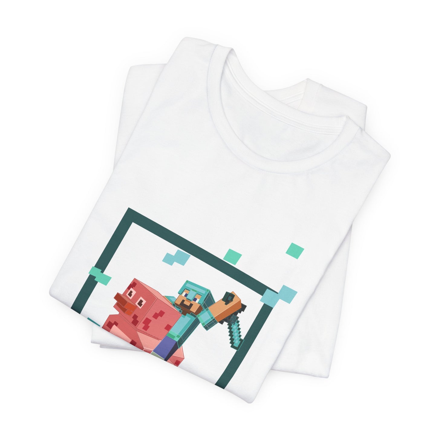 Duck Jockey Minecraft-Inspired Funny Gamer T-Shirt – Blocky Duck Ride Meme Tee for Gamers