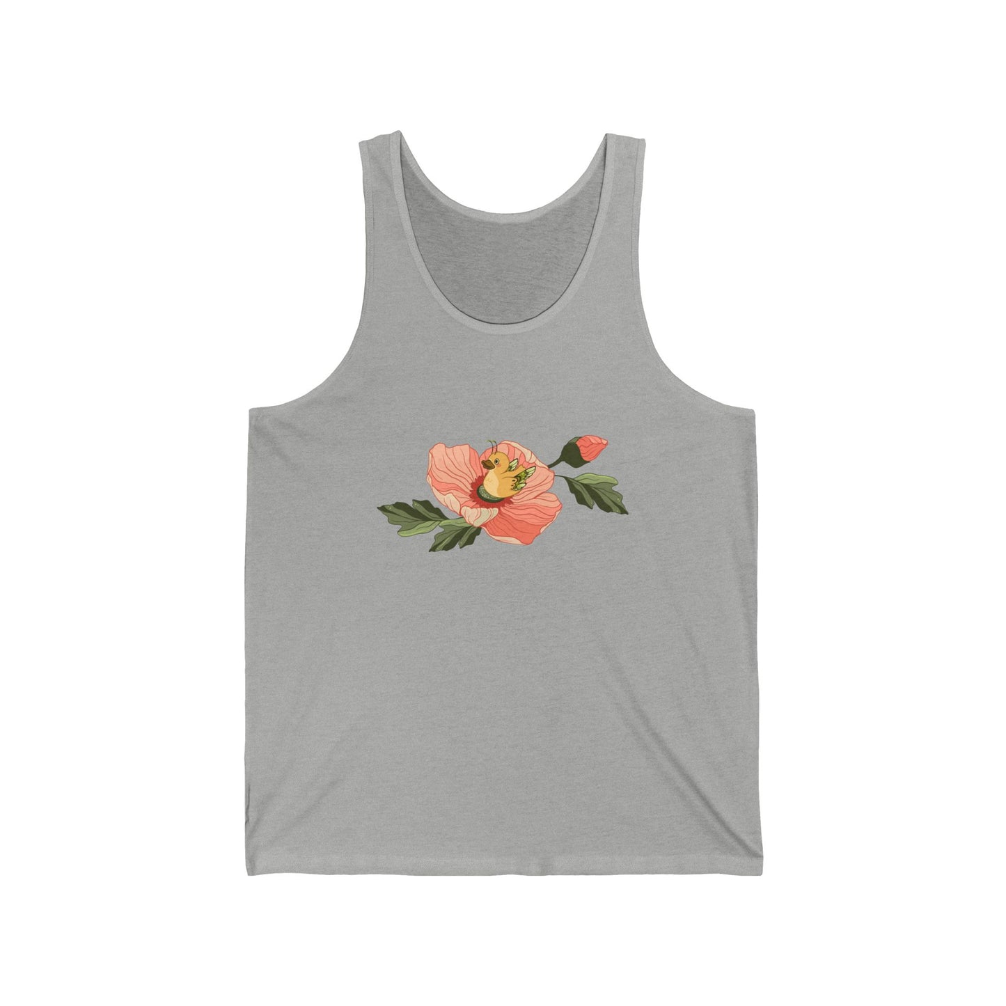 Bug Duck in Bloom – Whimsical Floral Duck Tank Top for Nature Lovers and Dreamers