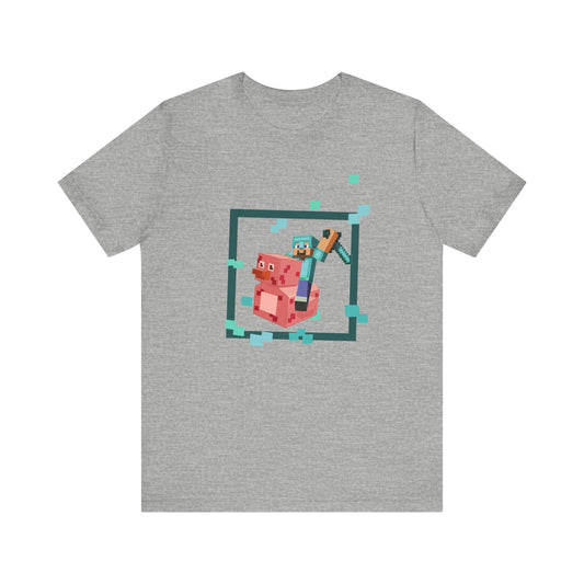 Duck Jockey Minecraft-Inspired Funny Gamer T-Shirt – Blocky Duck Ride Meme Tee for Gamers
