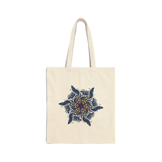 Celestial Bloom – Elegant Blue Mandala Tote Bag for Boho, Yoga, & Artistic Souls