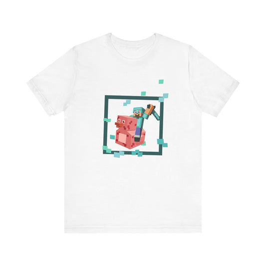 Duck Jockey Minecraft-Inspired Funny Gamer T-Shirt – Blocky Duck Ride Meme Tee for Gamers
