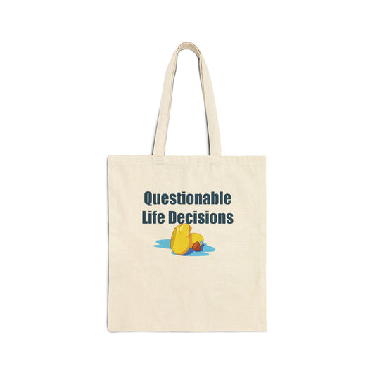 Questionable Life Decisions – Funny Sad Duck Tote Bag for Chaotic Vibes & Relatable Humor