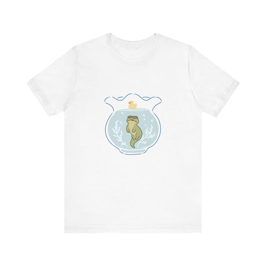 Fishbowl Gator and Duck – Funny Duck Above Gator T-Shirt for Cute & Curious Vibes