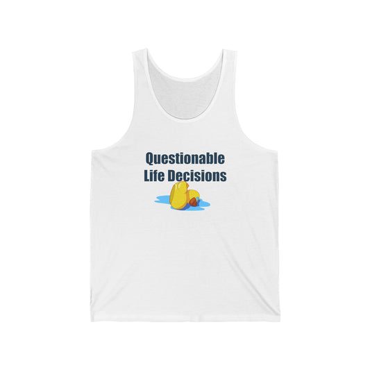 Questionable Life Decisions – Funny Crying Duck Tank Top for Chaotic Summer Vibes
